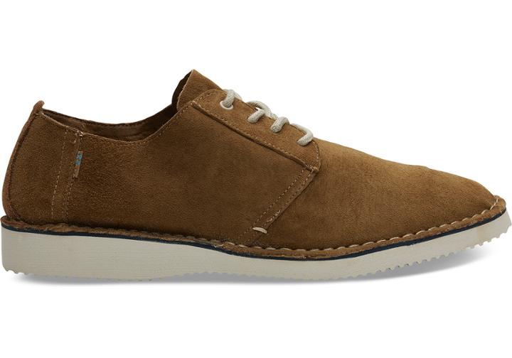 Toms Brown Suede Stitch Out Mens Preston Dress Lace Up