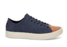 Toms Toms Navy Washed Canvas Leather Men's Lenox Sneakers Shoes - Size 7