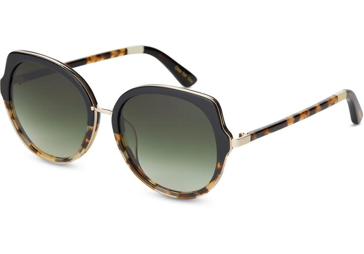 Toms Toms Lottie Black Tortoise Fade Sunglasses With Olive Gradient Lens