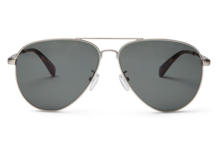 Toms Toms Maverick 301 Satin Silver Sunglasses With Green Grey Lens