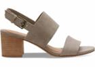 Toms Toms Desert Taupe Suede And Hemp Women's Poppy Sandals - Size 6