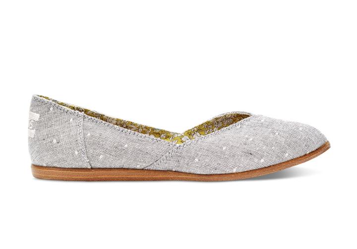 Toms Toms Grey Chambray Dot Women's Jutti Flats Shoes - Size 6