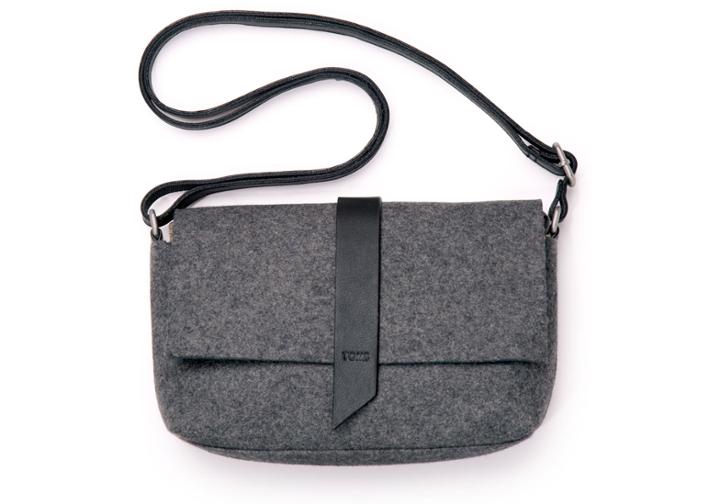 Toms Charcoal Heavy Felt Woven Ridge Crossbody Bag