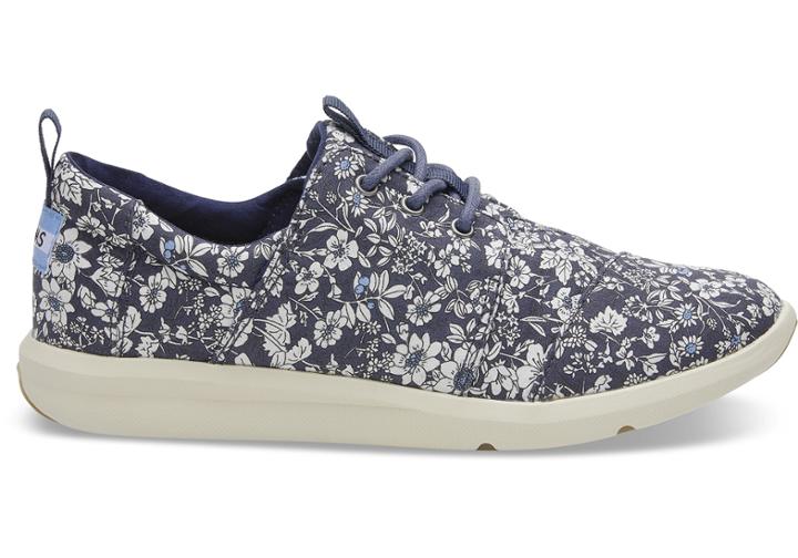 Toms Toms Navy Floral Women's Del Rey Sneakers Shoes - Size 6