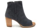 Toms Toms Dark Grey Suede Embossed Women's Majorca Peep-toe Booties - Size 10