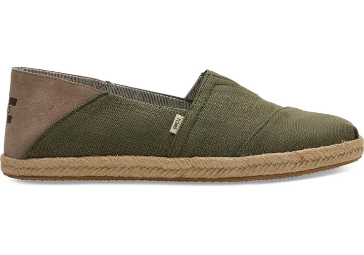 Toms Lichen Green Heritage Canvas On Rope Convertible Mens Classics