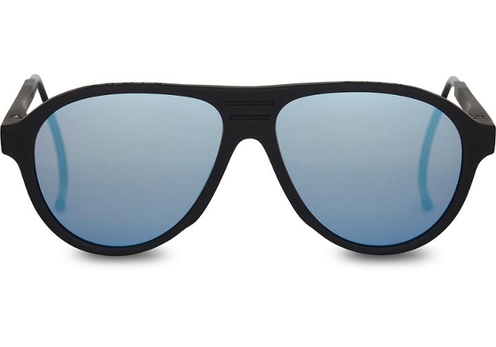Toms Traveler By Toms Women's Zion Matte Black Blue Mirror Polarized Sunglasses With Deep Blue Mirror Lens