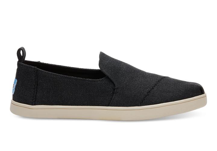 Toms Toms Black Washed Canvas Women's Deconstructed Cupsole Alpargatas Shoes - Size 9