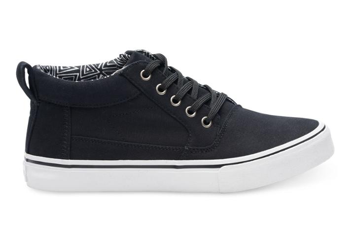Toms Toms Black Cotton Twill/ripstop Men's Valdez-mid Sneakers Shoes - Size 10