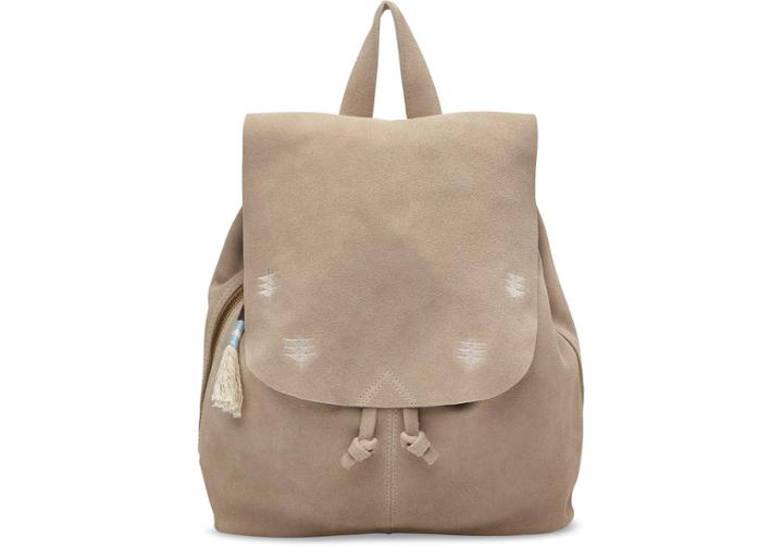 Toms Toms Taupe Suede Embroidered Poet Backpack