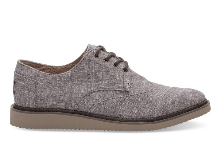 Toms Toms Chocolate Brown Slub Chambray Men's Brogues Shoes - Size 7