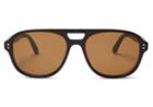 Toms Toms Kingsfield Black Grey Grain Polarized Sunglasses With Solid Brown Lens