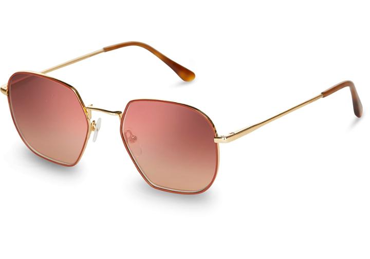 Toms Toms Sawyer Yellow Gold Spice Enamel Bronze Double Gradient Mirror Lens Sunglasses With Brown Gradient Lens