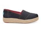 Toms Toms Navy Denim Women's Platform Espadrilles Shoes - Size 5.5