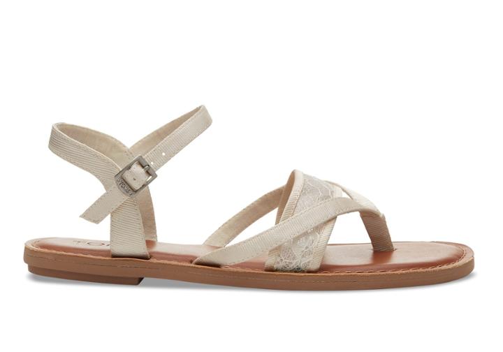 Toms Toms Ivory Lace Grosgrain Women's Lexie Sandals - Size 11