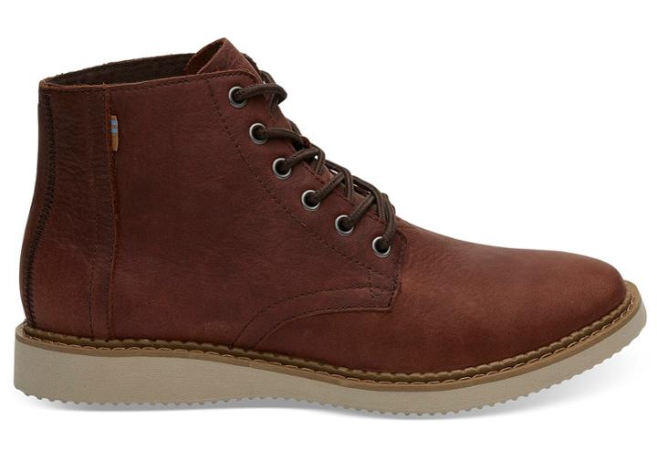 Toms Water Resistant Dark Brown Leather Men's Porter Boots