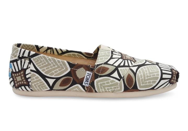 Toms Taupe Canvas Printed Abstract Women's Classics