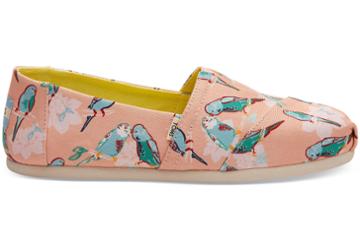 Toms Coral Pink Kissy Birds Women's Classics