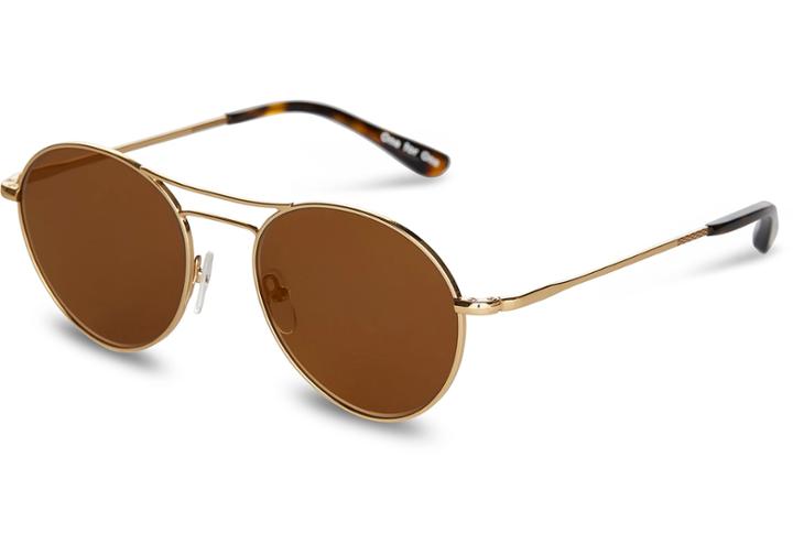Toms Toms Melrose Shiny Gold Mirror Sunglasses With Green Grey Lens
