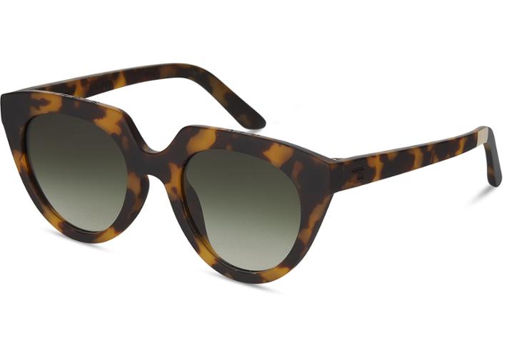 Toms Toms Lourdes Matte Blonde Tortoise Polarized Sunglasses With Green Polarized Lens
