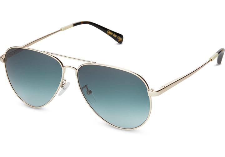 Toms Toms Maverick 301 Shiny Gold Sunglasses With Olive Gradient Lens
