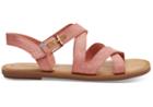 Toms Coral Pink Shimmer Canvas Women's Sicily Sandals