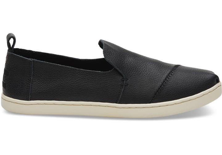 Toms Toms Black Leather Women's Deconstructed Cupsole Alpargatas Shoes - Size 7.5