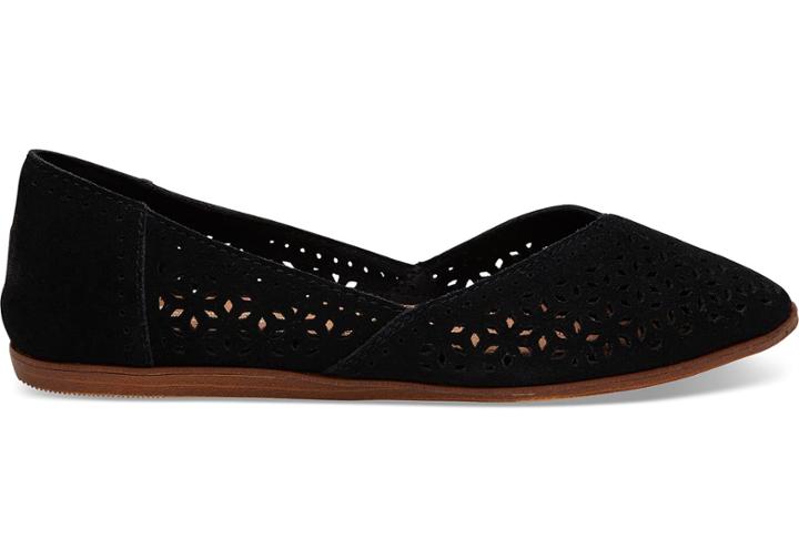 Toms Black Perforated Suede Women's Jutti Flats