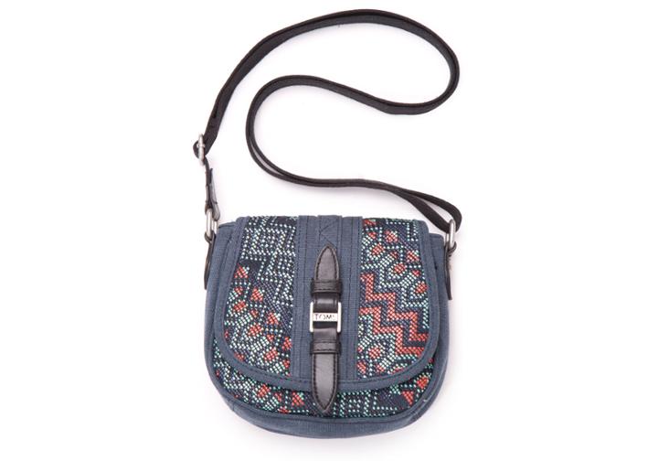 Toms Indigo Patterned Raffia Aurora Crossbody Bag