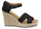 Toms Black Canvas Women's Strappy Wedges
