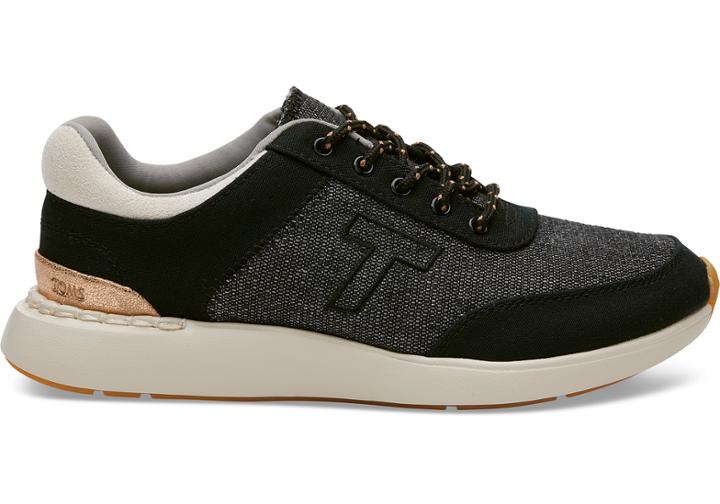 Toms Black Canvas With Shiny Woven Women's Arroyo Sneakers