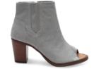 Toms High Rise Grey Suede Quilted Women's Majorca Peeptoe Booties