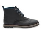 Toms Black Full Grain Leather Quilted Mesh Men's Brogue Boots