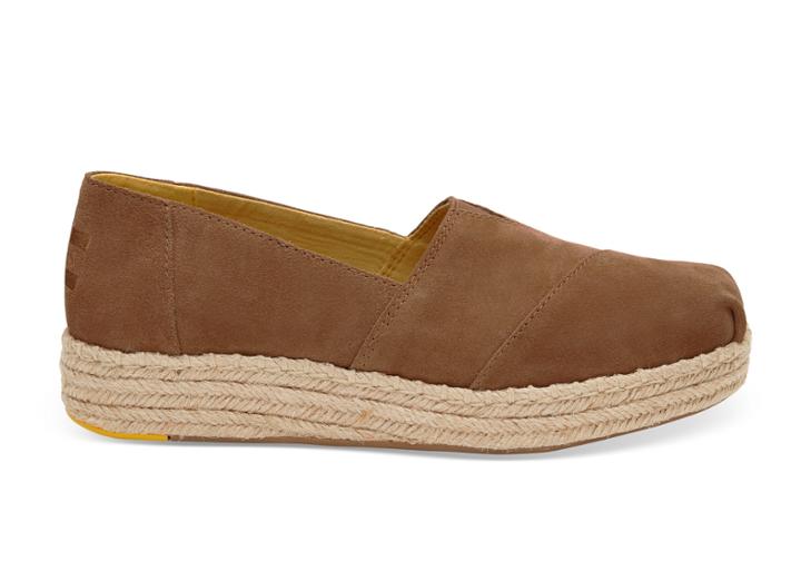 Toms Toms Toffee Suede Women's Platform Espadrilles Shoes - Size 12