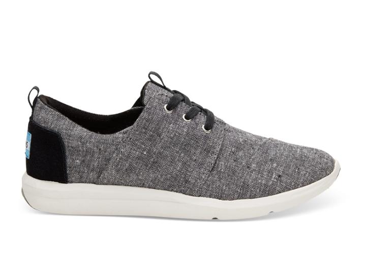 Toms Toms Black Slub Chambray Women's Del Rey Sneakers Shoes - Size 6