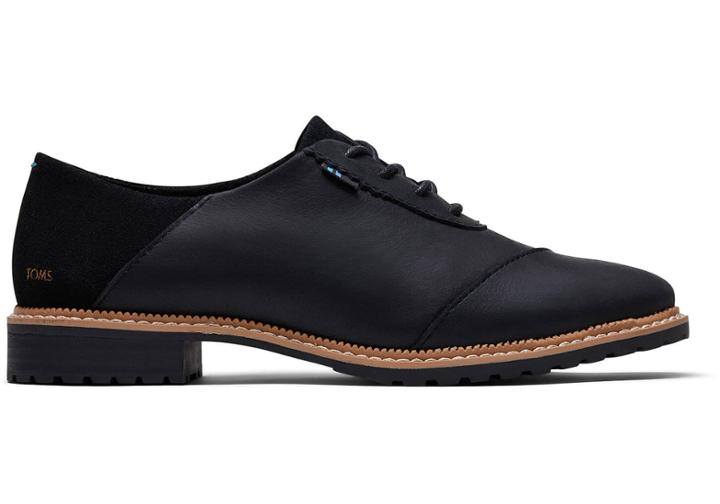 Toms Black Leather And Suede Women's Ainsley Dress Casuals