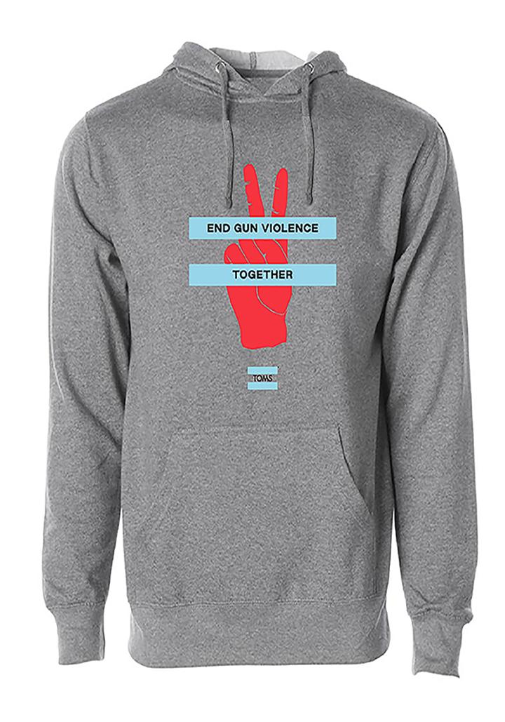 Toms End Gun Violence Together Heather Grey Pullover Hooded Sweatshirt