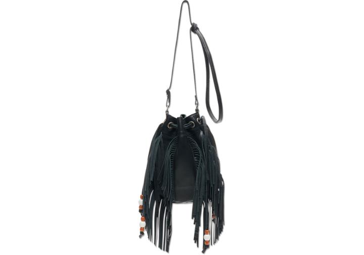 Toms Black Leather Fringe Celestial Crossbody Bag