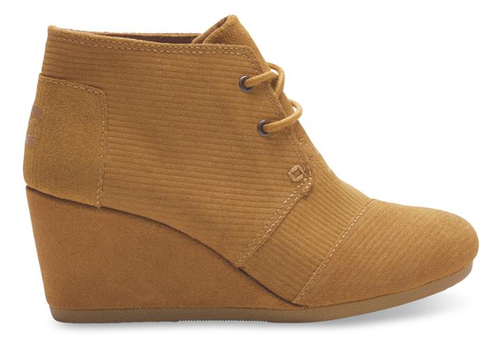 Toms Brown Sugar Suede Corduroy Women's Desert Wedges