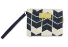 Toms Navy Chevron Zipper Clutch