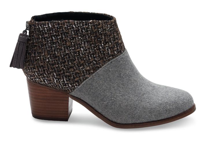 Toms Grey Felt Shine Boucle Women's Leila Booties