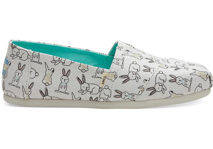 Toms White Bunny Canvas Women's Classics