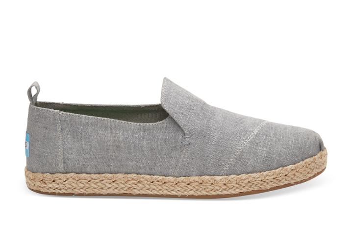 Toms Toms Drizzle Grey Slub Chambray Women's Deconstructed Alpargatas Shoes - Size 5