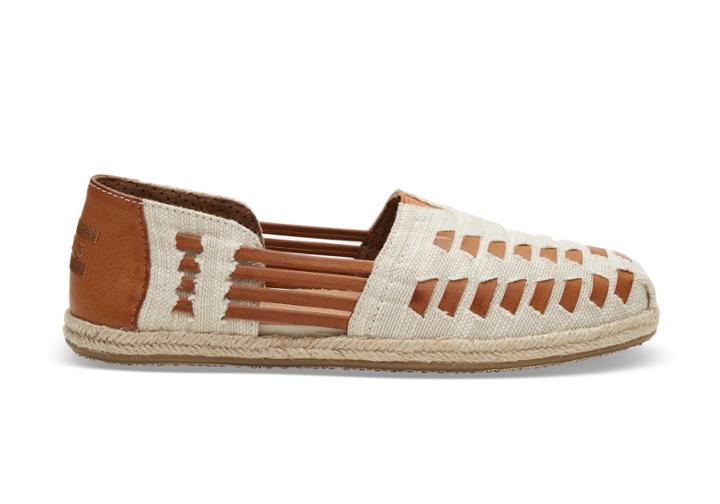 Toms Toms Desert Taupe Slubby Linen Women's Huarache Espadrilles Shoes - Size 8.5