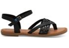 Toms Black Leather With Synthetic Braid Strap Women's Lexie Sandals