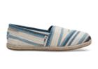 Toms Toms Blue Aster Woven Stripe Women's Espadrilles Shoes - Size 9.5