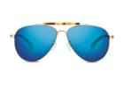 Toms Toms Maverick 301 Satin Gold Zeiss Polarized Sunglasses With Deep Blue Mirror Lens