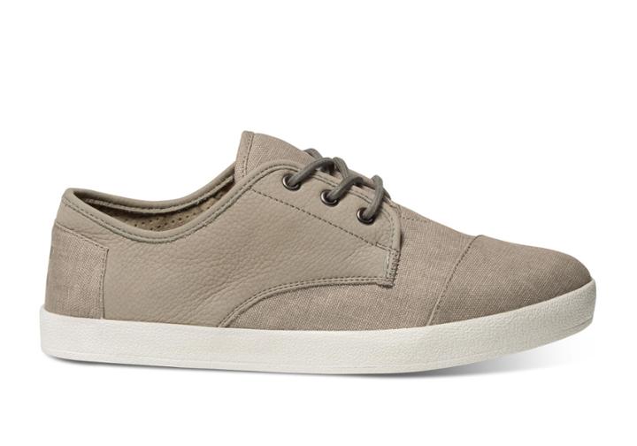 Toms Toms Taupe Leather Washed Canvas Men's Paseo Sneakers Shoes - Size 6