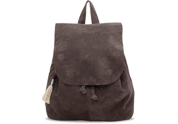 Toms Toms Charcoal Suede Embroidered Poet Backpack