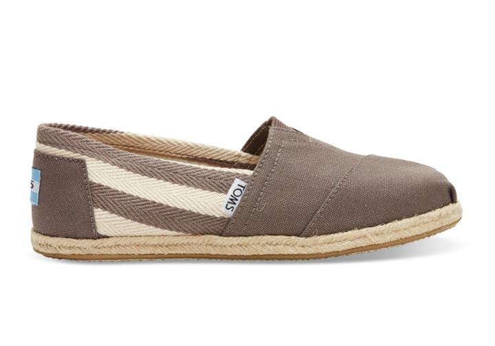Toms Toms Dark Grey Stripe University Women's Espadrilles Shoes - Size 5.5
